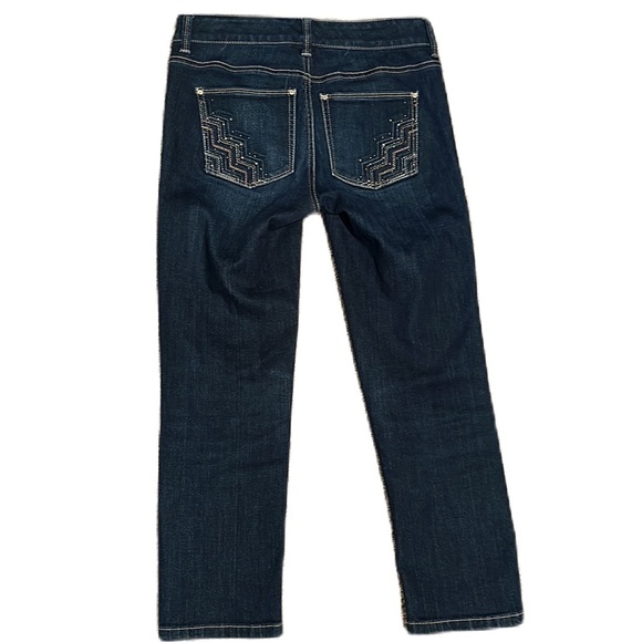 WHITE HOUSE BLACK MARKET Blanc Slim Crop Leg Jeans with Embellishments SZ 00 - Picture 2 of 12